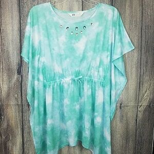 Girls H&M Swim Cover Top Size 10-12Y Aqua Green